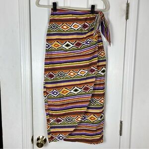 Vintage Multicolor Striped & Diamond Maxi Skirt - Purple, Orange, Yellow, Brown